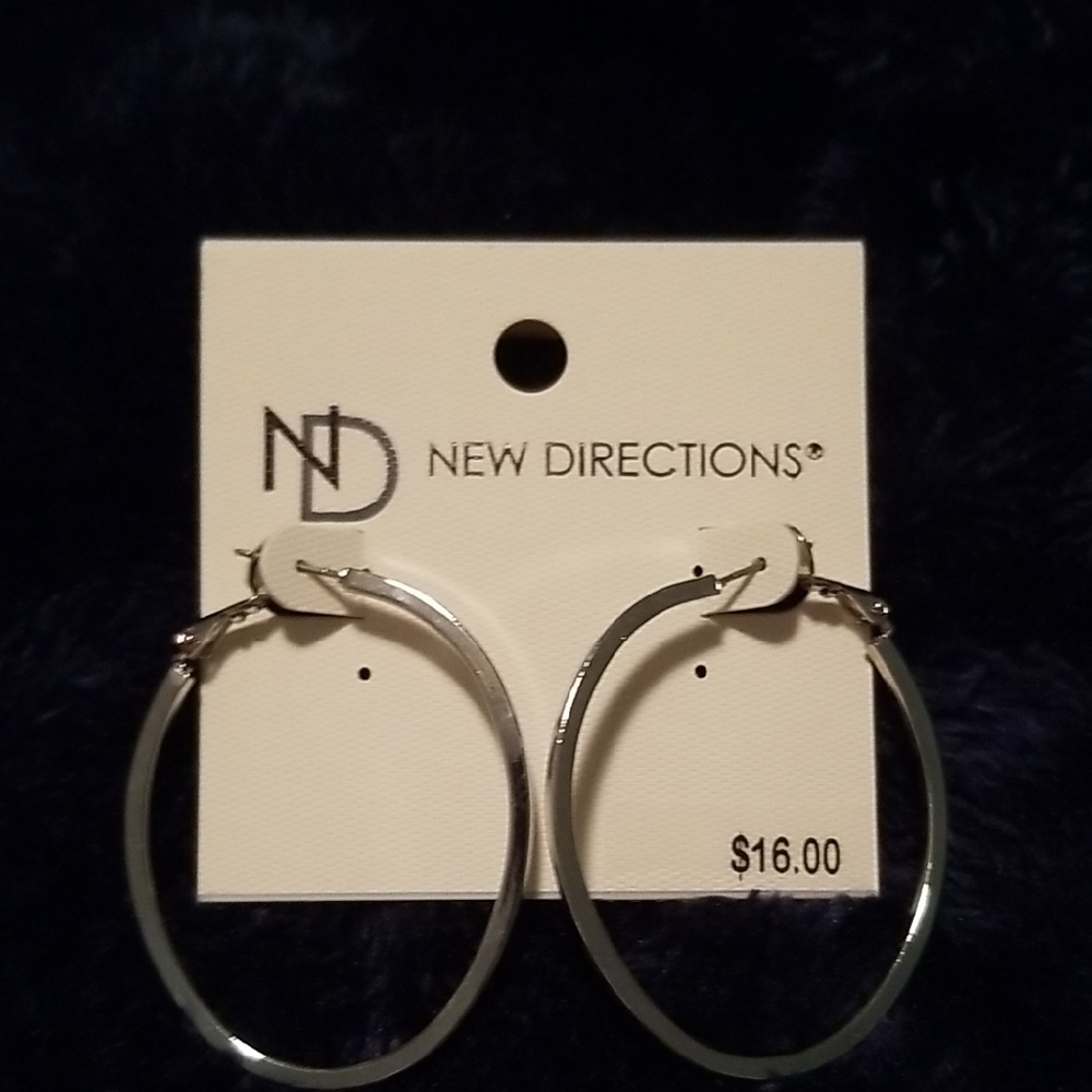 New Directions Shiny Silver Hoop Earrings
